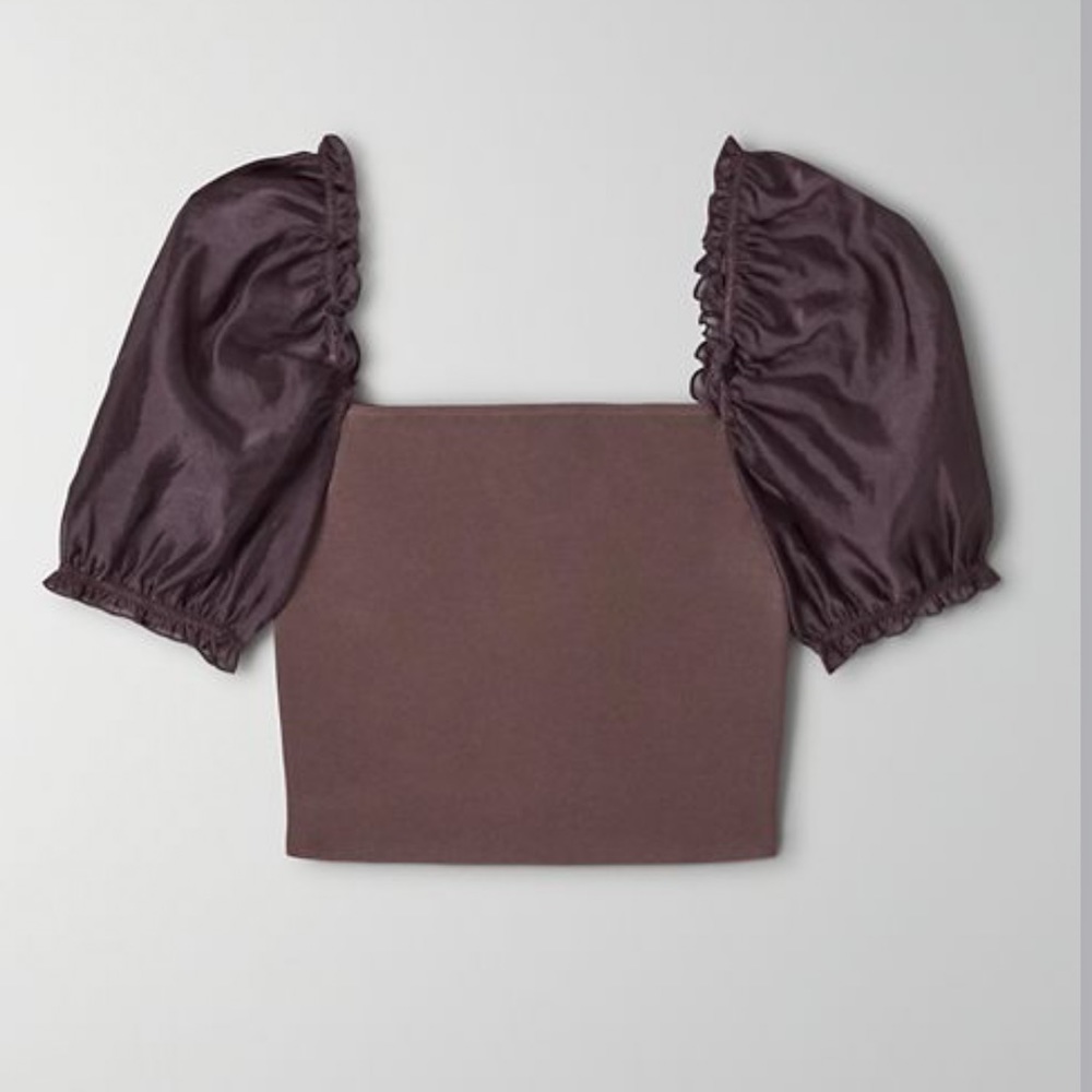 Aritzia Wilfred sheer sleeve top XS